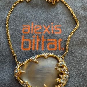 Alexis Bittar Gold Necklace, Lavender Lucite with Crystal Details